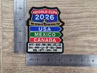 World Cup Host Cities Road Sign Embroidered Patch (4 inch)