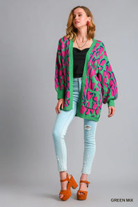 Wine Mix Cardigan Sweater