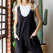 SOLID COTTON LOOSE FIT ROMPER