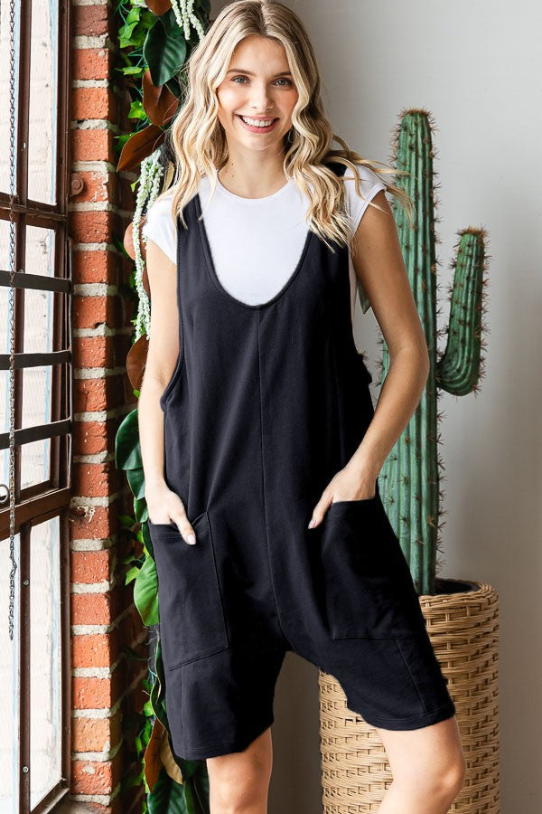 SOLID COTTON LOOSE FIT ROMPER