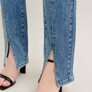 JUDY BLUE High Waisted Vintage Wash Front Seam & Slit Straight