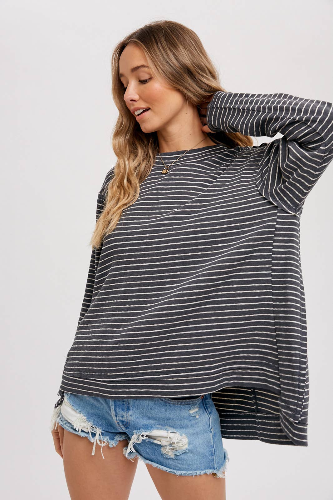 CREWNECK  SLOUCHY STRIPE TOP