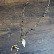 Two Charm Arrowhead Chain Link Necklace- Silver or Gold