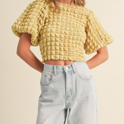Textured Bubble Sleeve Top
