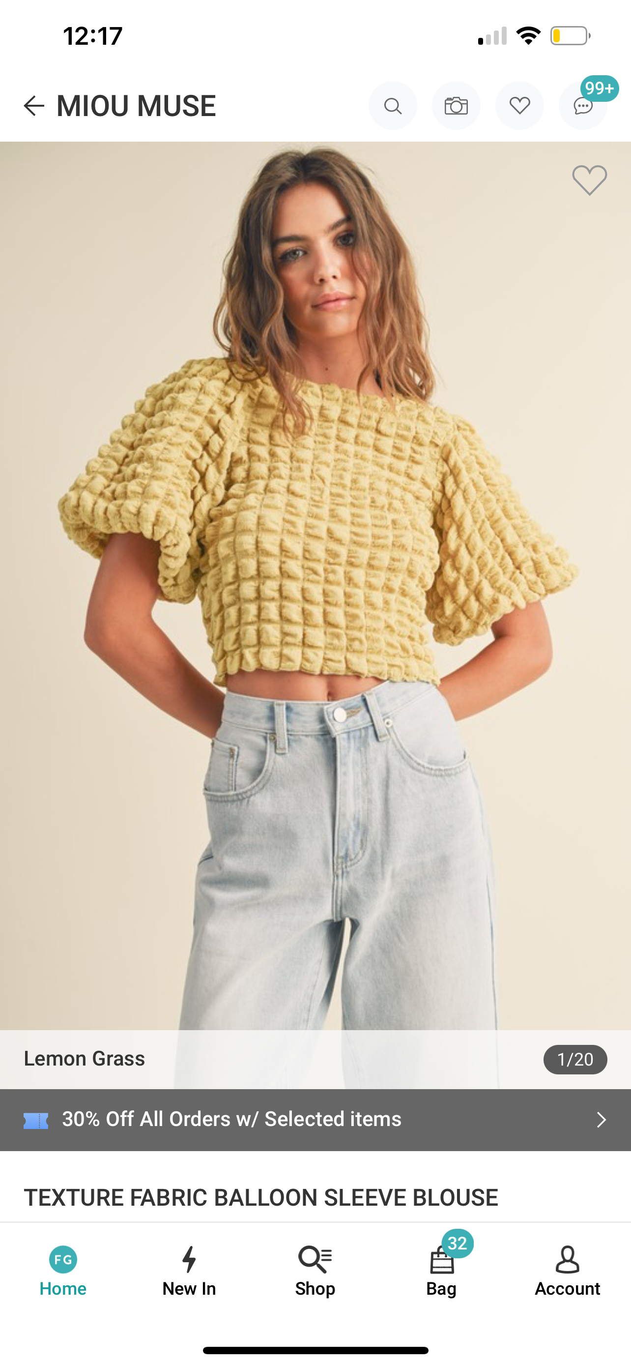 Textured Bubble Sleeve Top