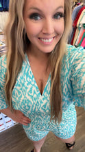 Load image into Gallery viewer, Kimono Sleeve V-Neck Romper w/Smocked Waist (Aqua)
