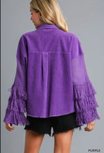 Load image into Gallery viewer, Corduroy Fringe Sweater Sleeve Jacket
