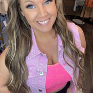 Distressed Crop Denim Vest