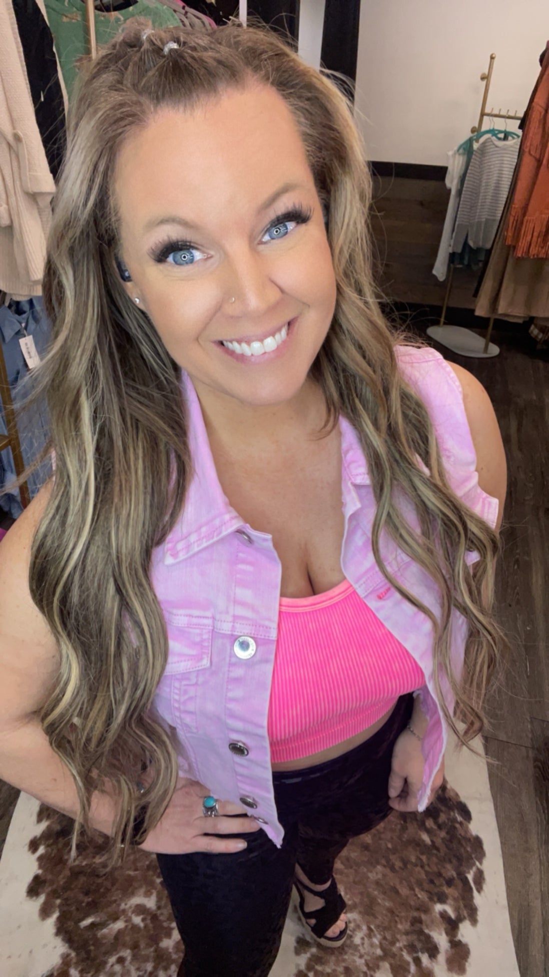 Distressed Crop Denim Vest