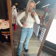 JUDY BLUE Mid Rise Destroy & Released Hem Bootcut