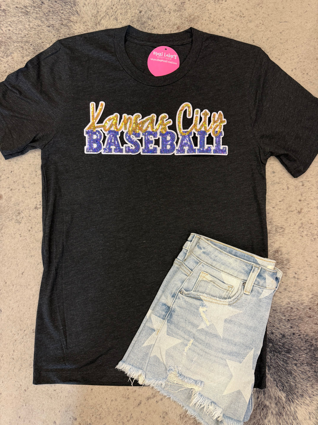 Kansas City Baseball Royals Tee w/Sequin Patch