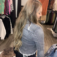 Frayed Hem Washed Jean Jacket
