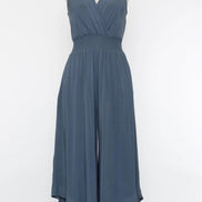 Sleeveless Jumpsuit w/Waist Smocking (Denim)