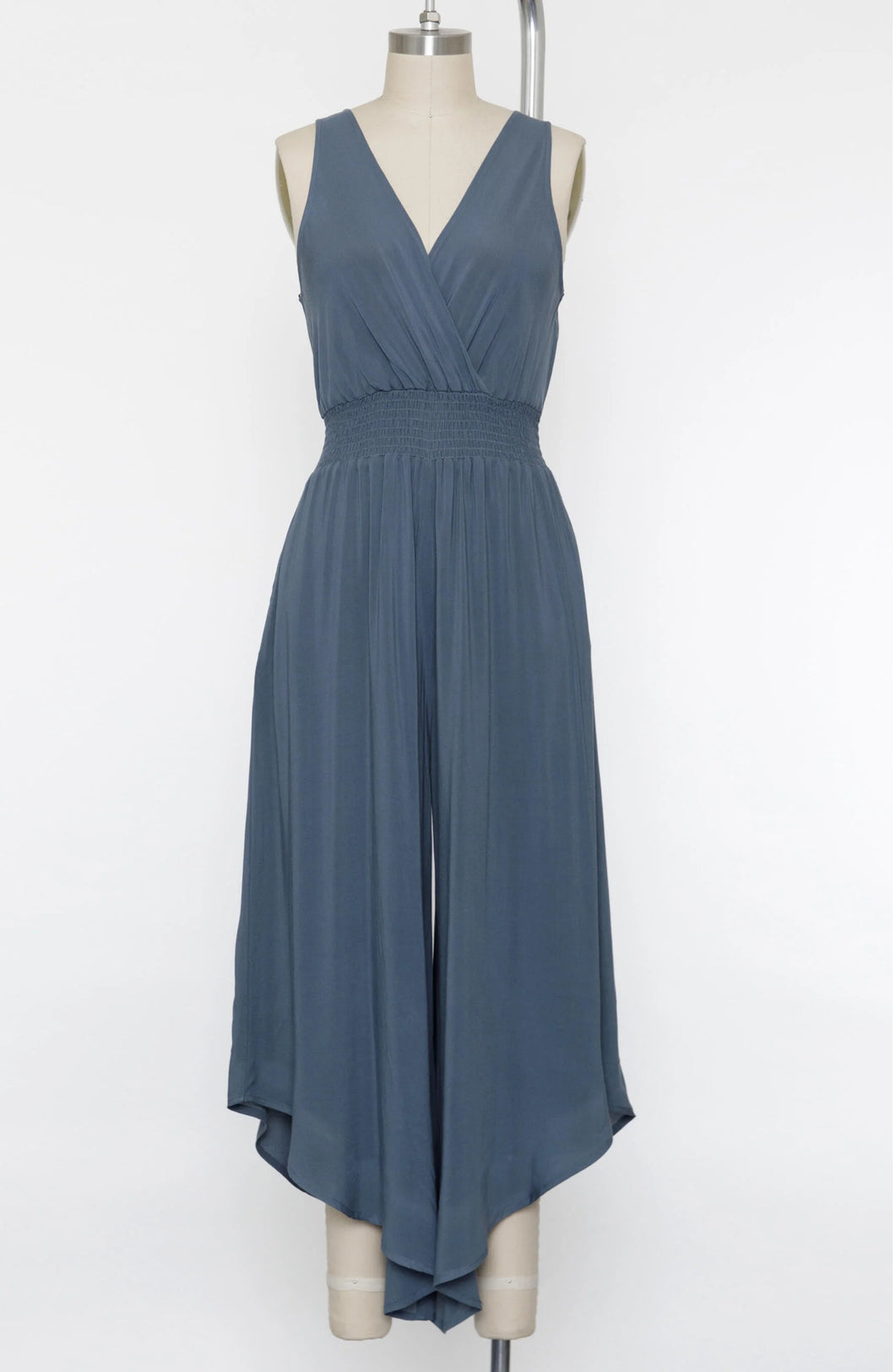 Sleeveless Jumpsuit w/Waist Smocking (Denim)