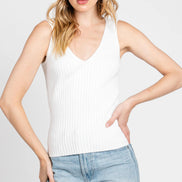 Ribbed V-Neck Sweater Tank