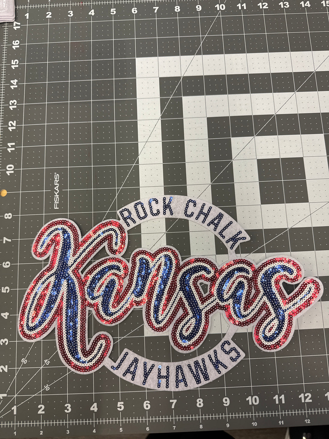 Rock Chalk Jayhawk Sequin X-Large Patch