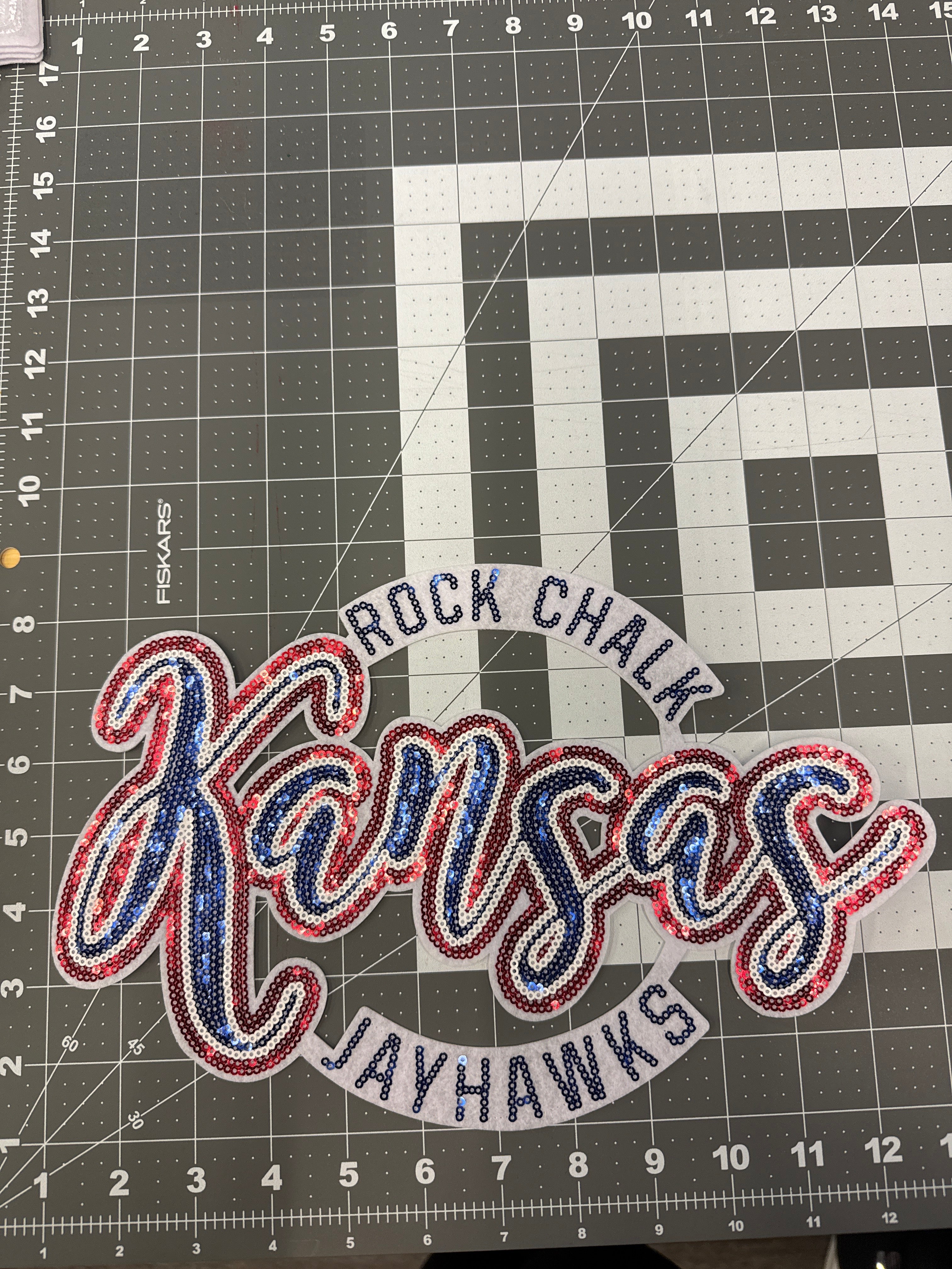 Rock Chalk Jayhawk Sequin X-Large Patch