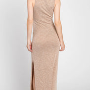 Ribbed Midi Dress with Side Slits