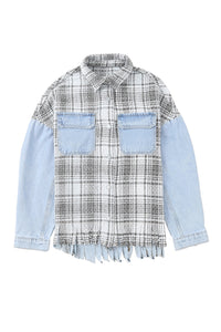 Plaid Patchwork Denim Jacket