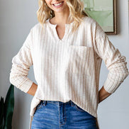 Ribbed V-Neck Curvy Top