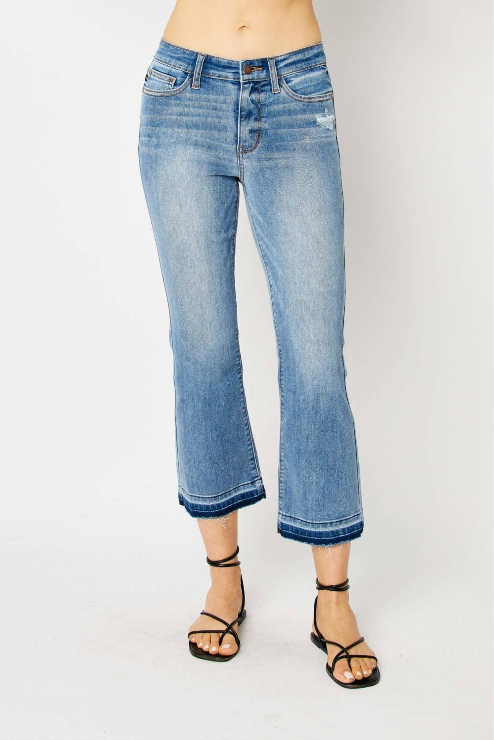 JUDY BLUE MidRise Release Hem Cropped Bootcut - PLUS