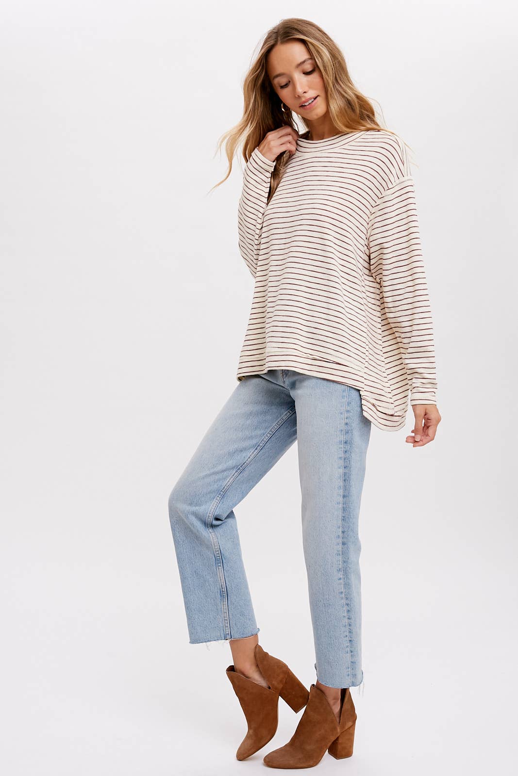CREWNECK  SLOUCHY STRIPE TOP