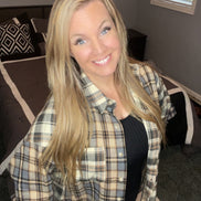 Color Block Plaid Button Down