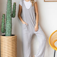 Ribbed Jumpsuit with Large Front Pockets