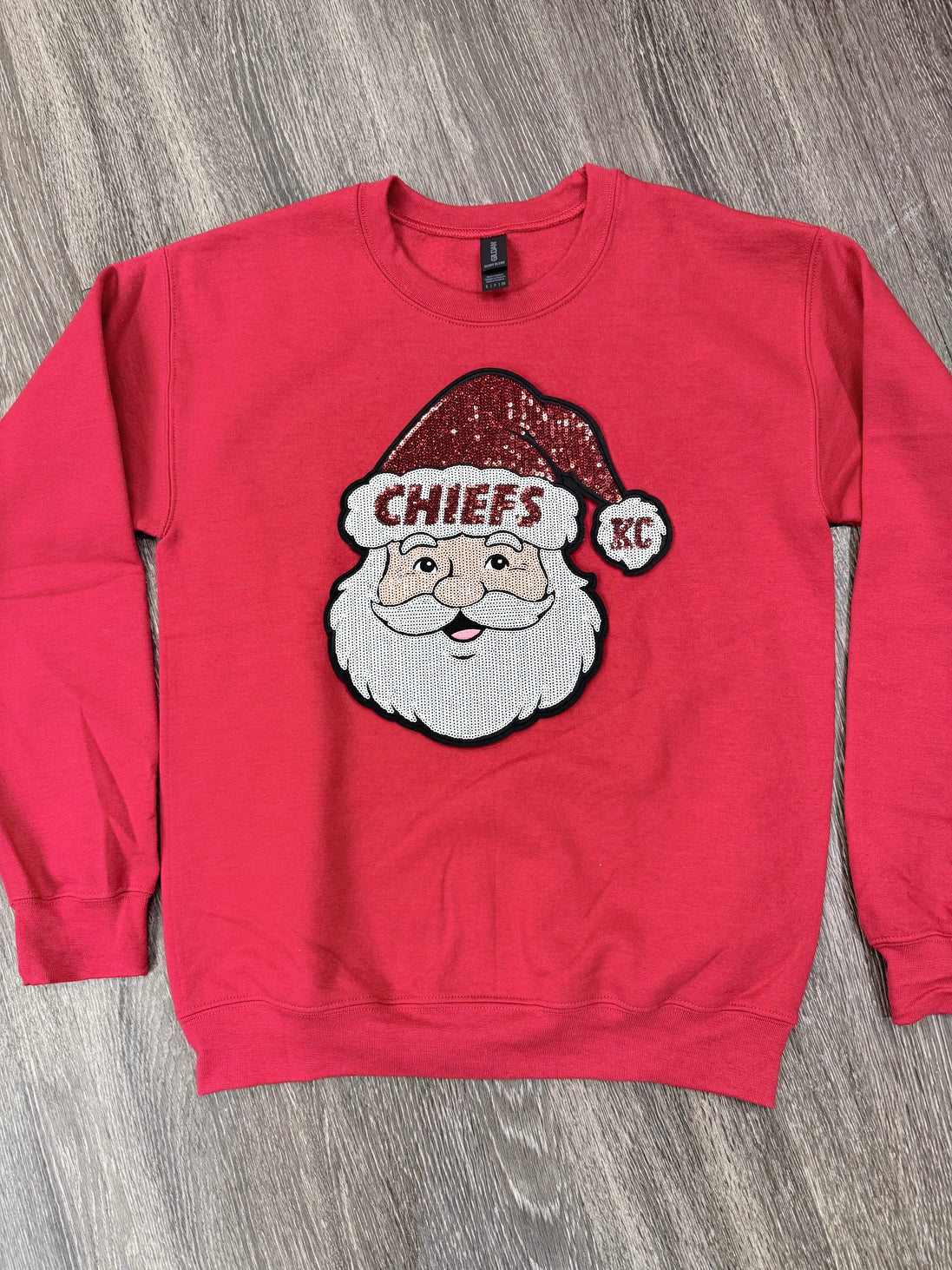 Sequin Holiday Santa Chiefs Sweatshirt