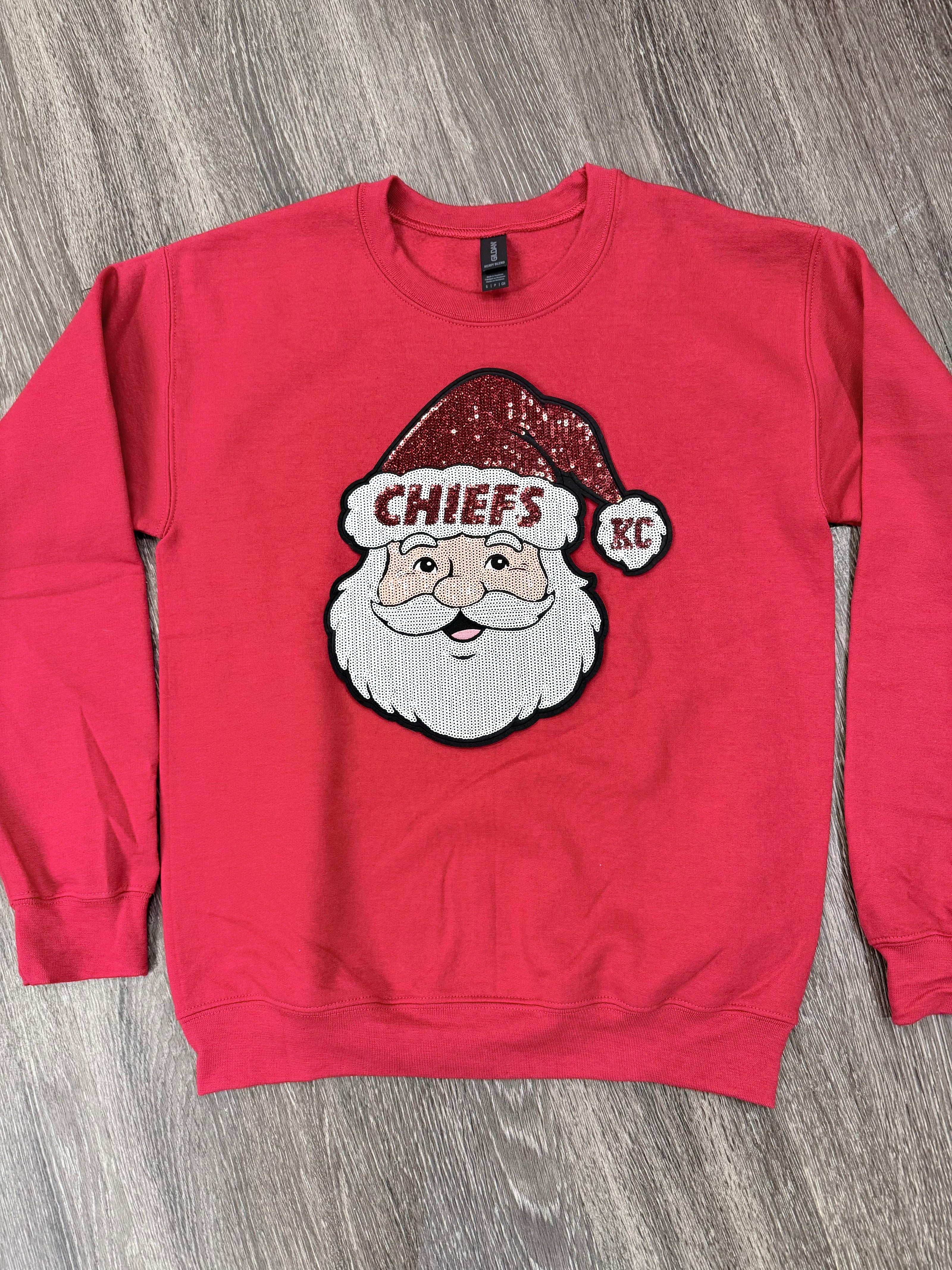 Sequin Holiday Santa Chiefs Sweatshirt