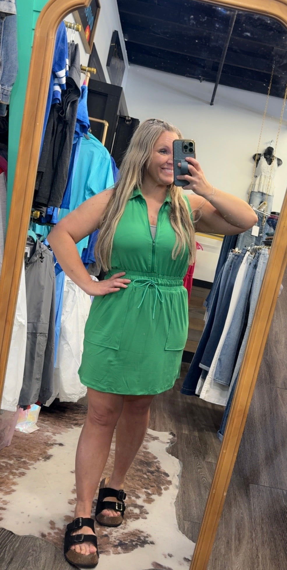 Luxeknit Mini Dress w/Drawstring Tie (Kelly Green)