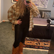 Color Block Plaid Button Down
