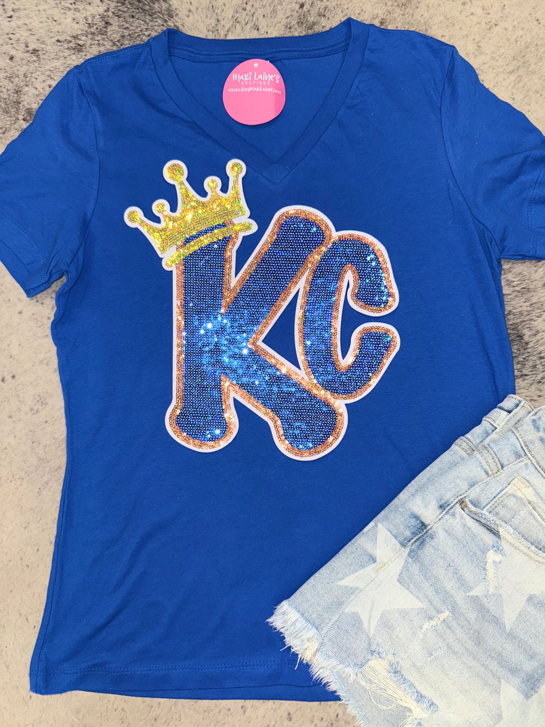 Royals V-Neck Tee w/Sequin Patch