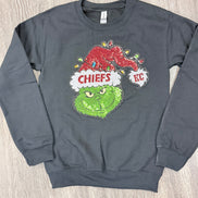 Sequin Holiday Grinch Chiefs Sweatshirt
