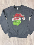Sequin Holiday Grinch Chiefs Sweatshirt