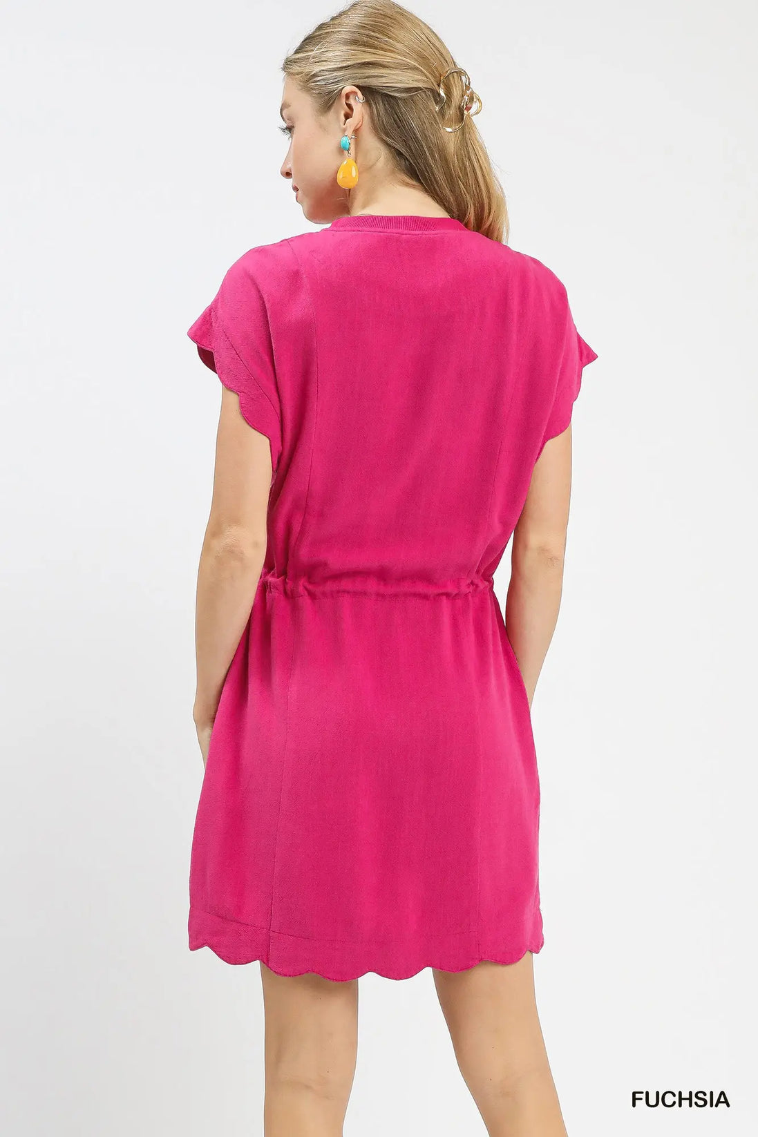 Scalloped Hem Linen Dress