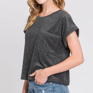 Terry Loose Fit Top with Front Pocket