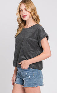 Terry Loose Fit Top with Front Pocket