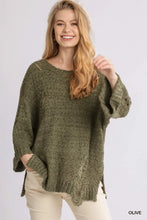 Load image into Gallery viewer, Olive Distressed Sweater
