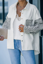 Load image into Gallery viewer, White Contrast Leopard Denim Jacket
