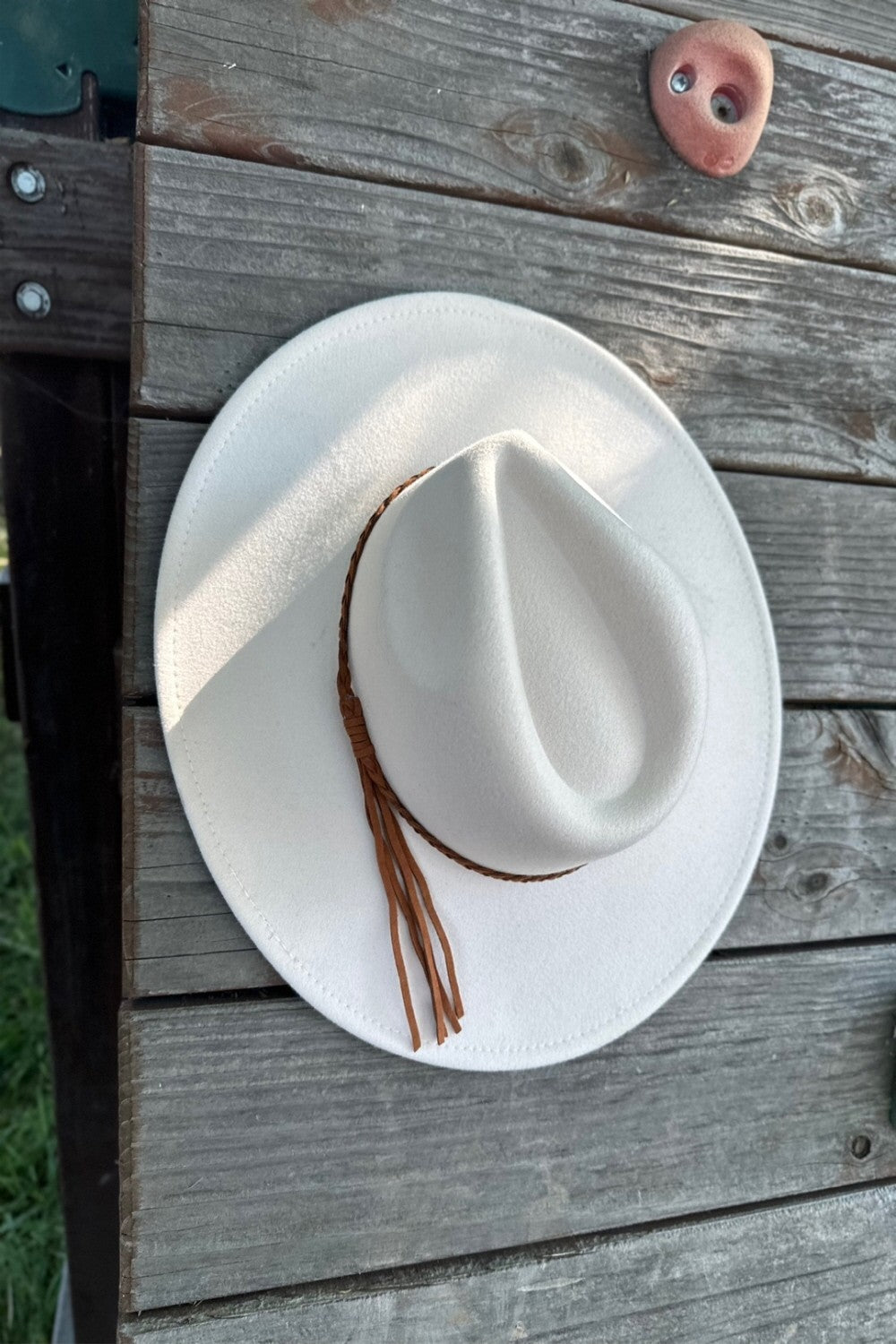 Wide Brim Felt Hat w/Braided Rope Band