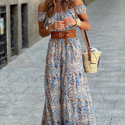 Boho Paisley Off Shoulder Dress