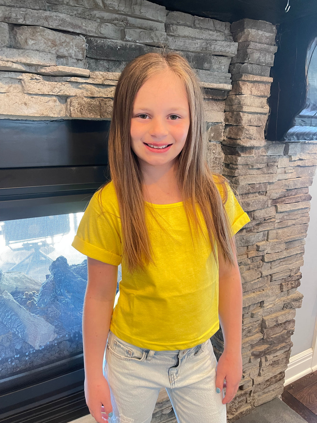 KIDS Crop Tee w/rolled Sleeve