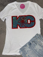 KC Current w/Star V-Neck Tee w/Sequin Patch