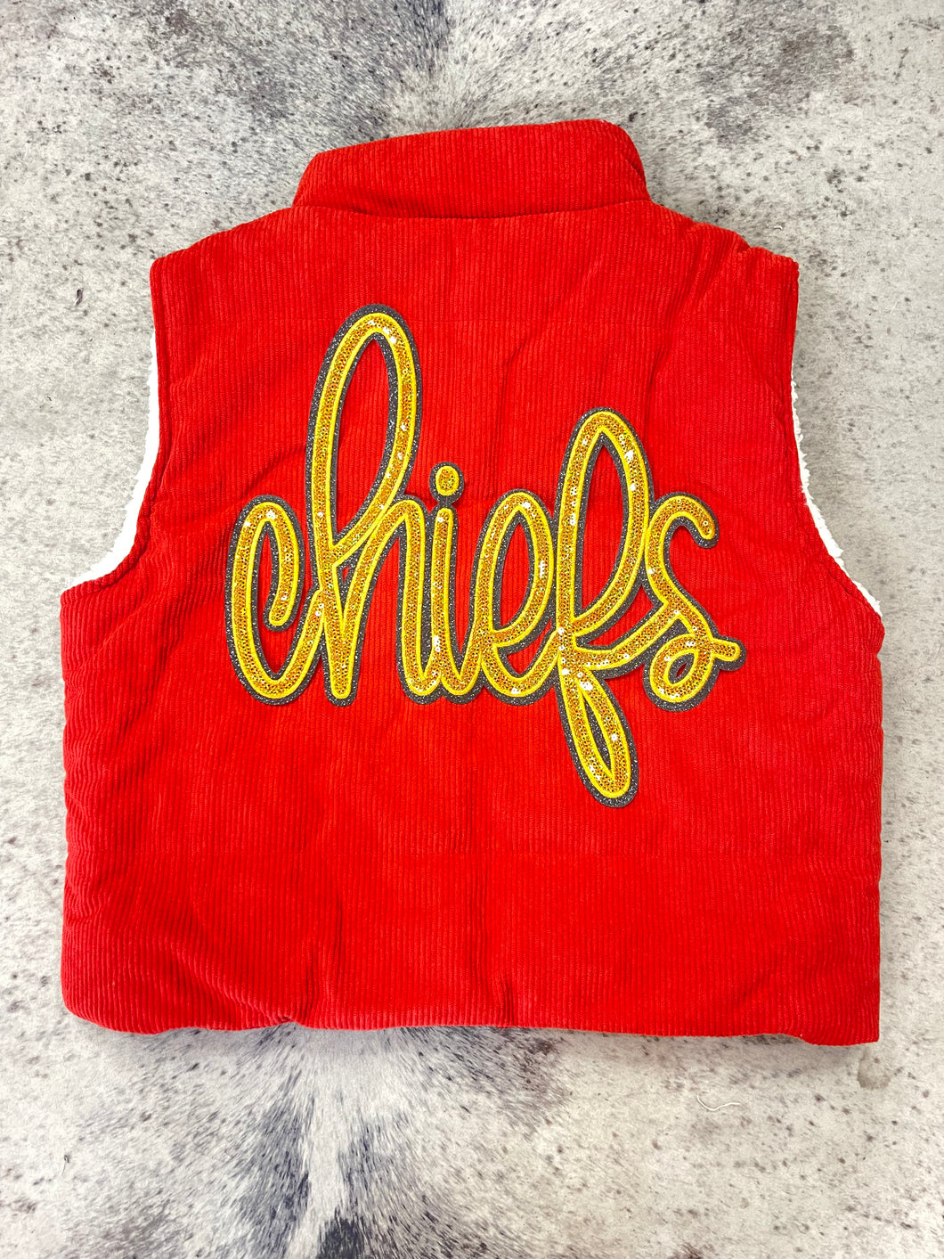 Chiefs Sherpa Lined Corduroy Vest (Gold)