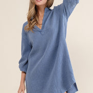 Henley Collared Shirt Dress