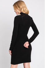Load image into Gallery viewer, Black Mock Neck Ribbed Dress
