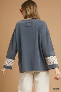 French Terry Patchwork Sleeve Pullover