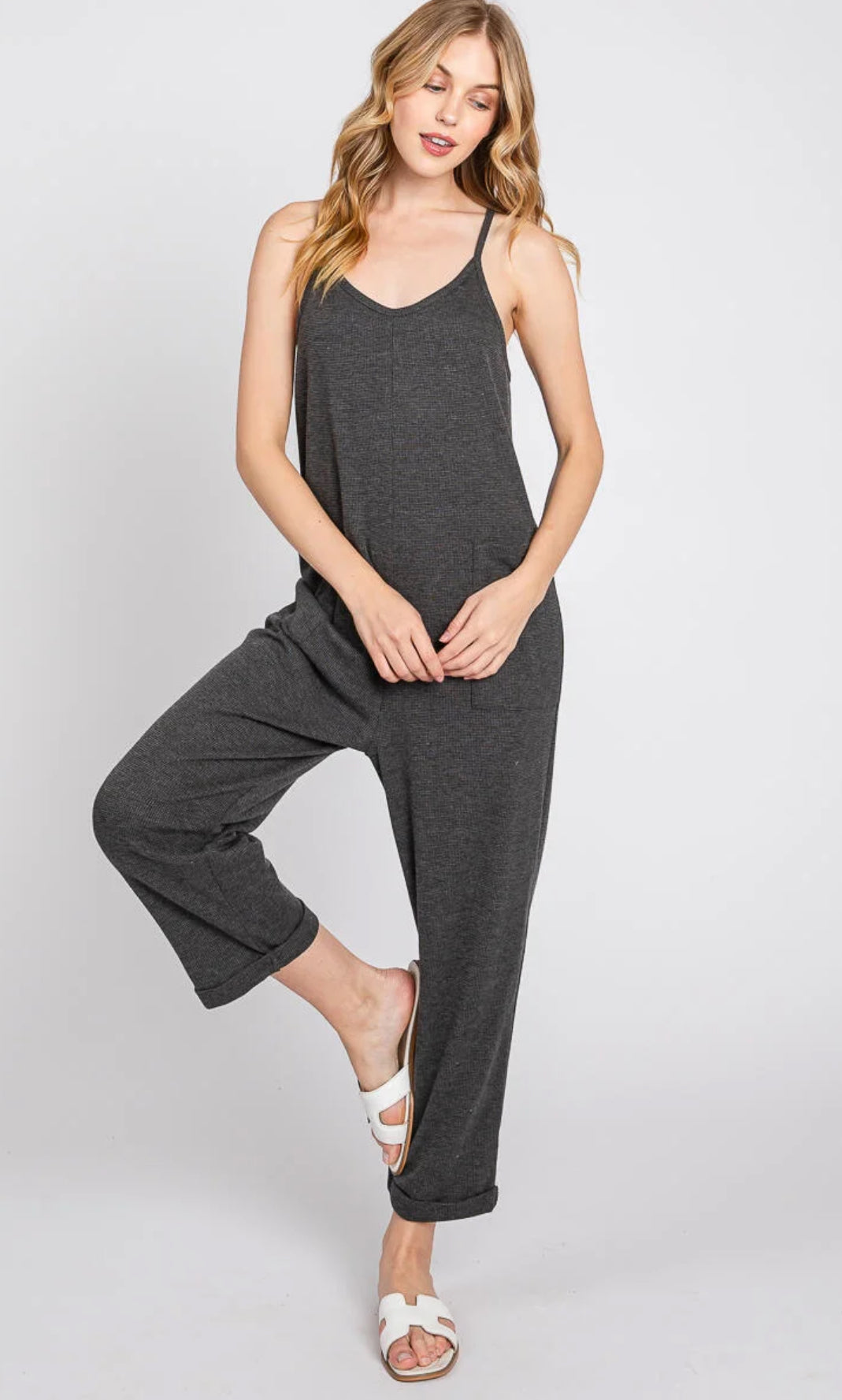 Front Patch Pocket Roll-Up Jumpsuit