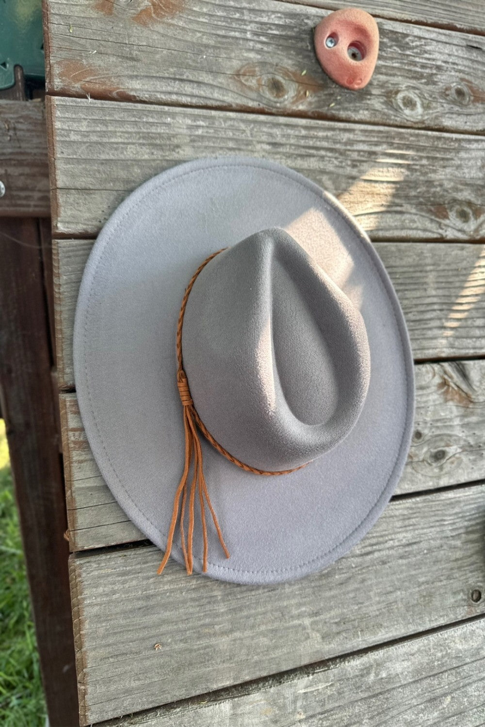 Wide Brim Felt Hat w/Braided Rope Band